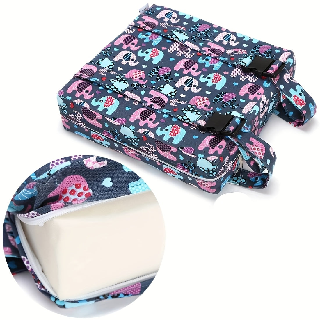 Cojín de asiento plegable con respaldo suave y cinturón para uso en el suelo en sala de estar, jardín de infancia, terraza o playa