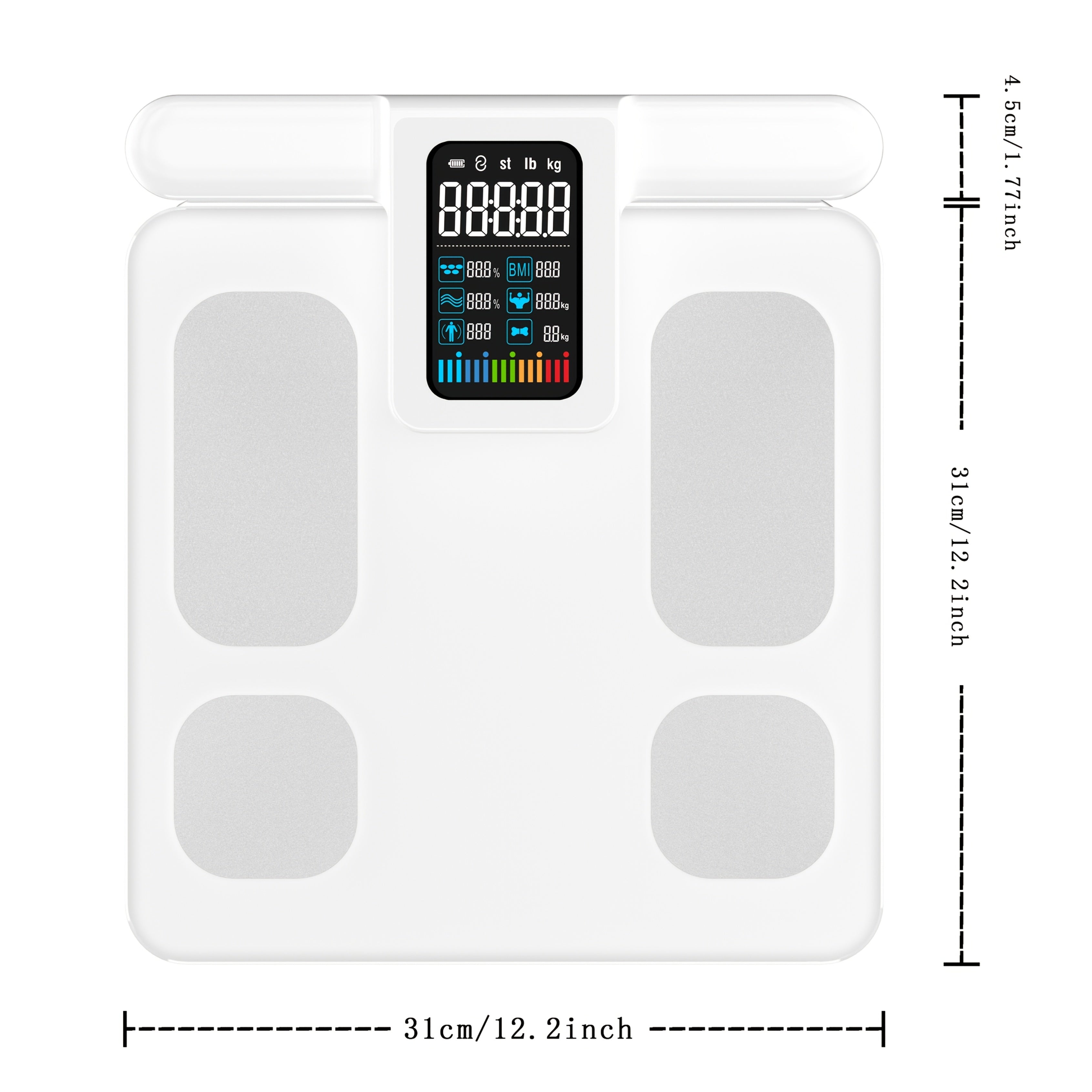 Wireless Smart Bathroom Scale 8 Electrodes TFT LCD Display USB Rechargeable