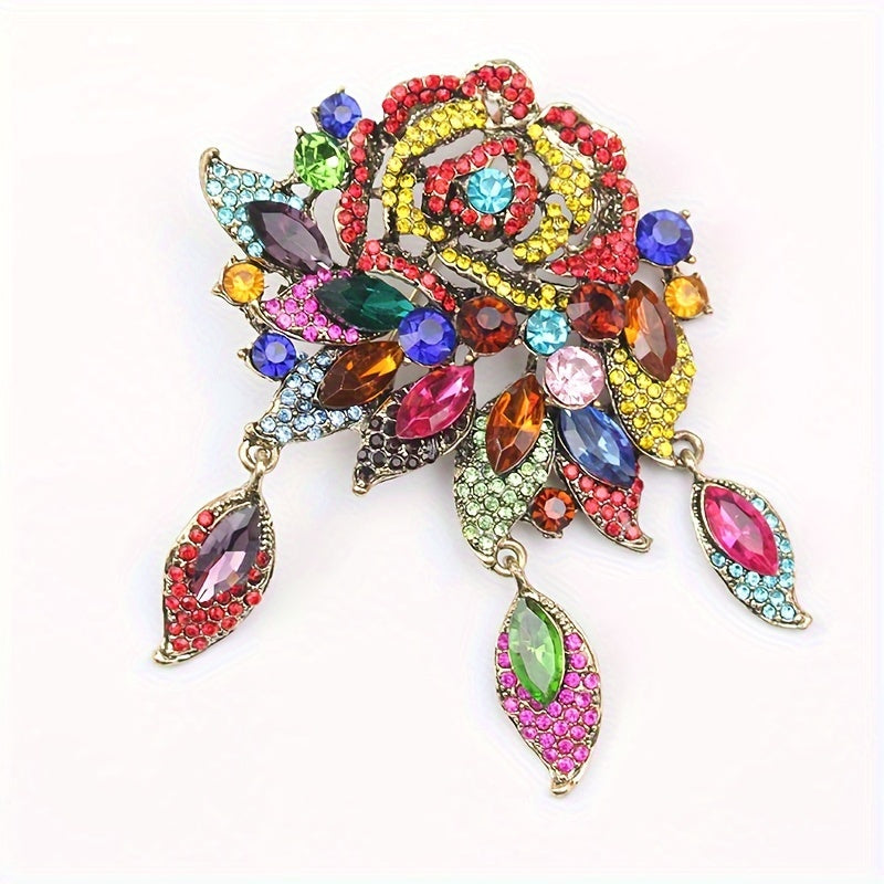 Изысканные цветочные броши, стильные броши с камнями, модные аксессуары для женщин