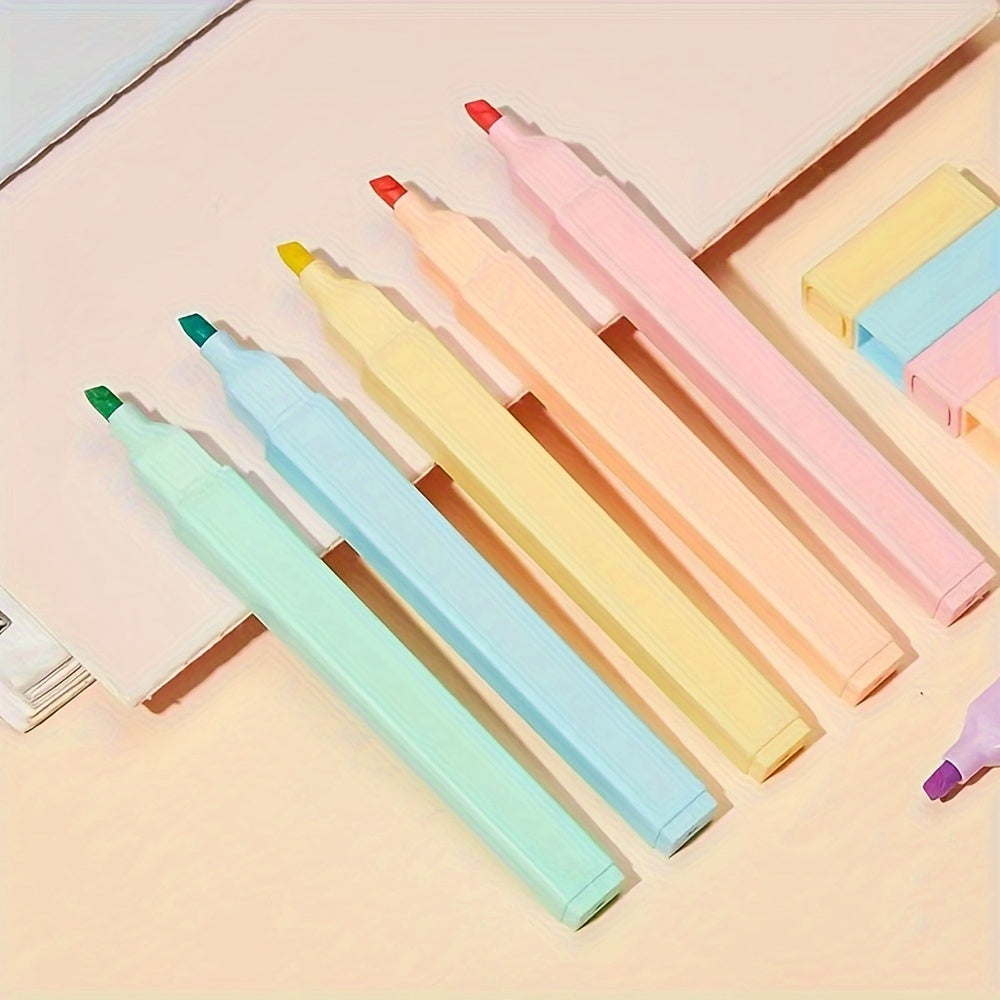 6 dona kvadrat tayoq belgilovchi markerlar, maktabga qaytish uchun kawaii ofis jihozlari, turli ranglarda