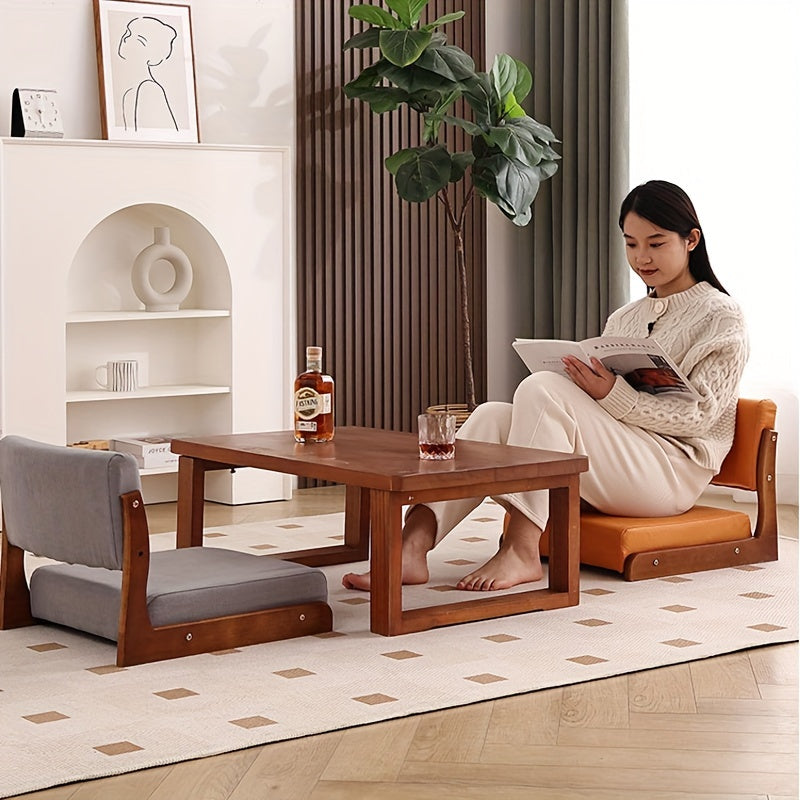 Silla moderna de imitación cuero con asiento y respaldo de madera para suelo