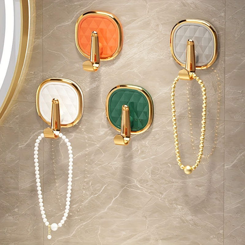 4 Golden Wall Hooks for Clothes Towels and Robes Modern Bathroom Decor