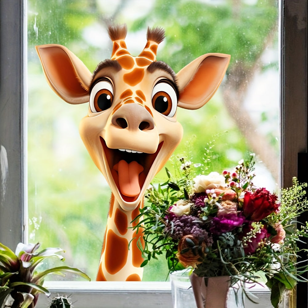 Adorable calcomanía de ventana de vidrio con caricatura de tigre electrostático, reutilizable, decoración para el hogar