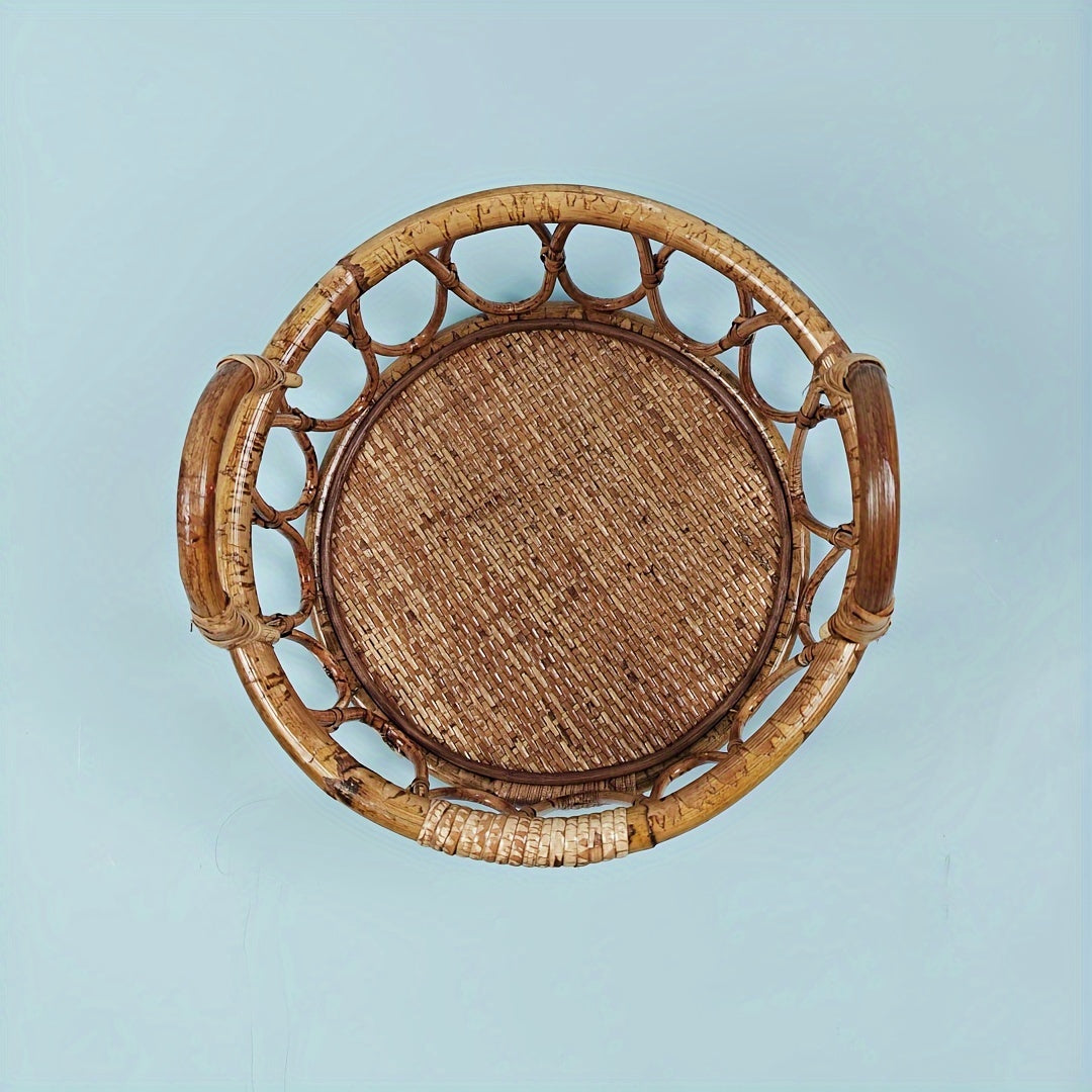 Rattan Basket Wood Bench Photography Prop Posing Chair Home Decor Accessories