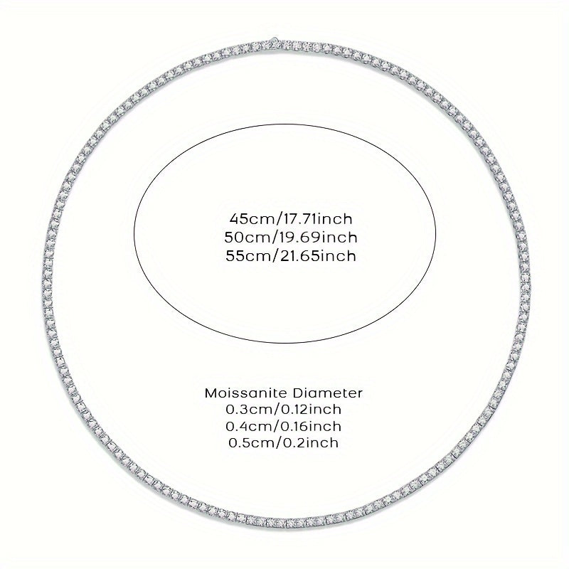 Sterling Silver Tennis Necklace with Moissanite Stones for Engagement and Gift