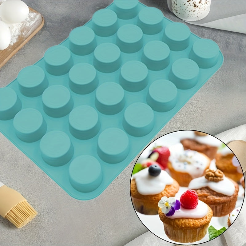 Silicone Baking Mold 24-Cavity Round for Cupcakes Muffins Puddings