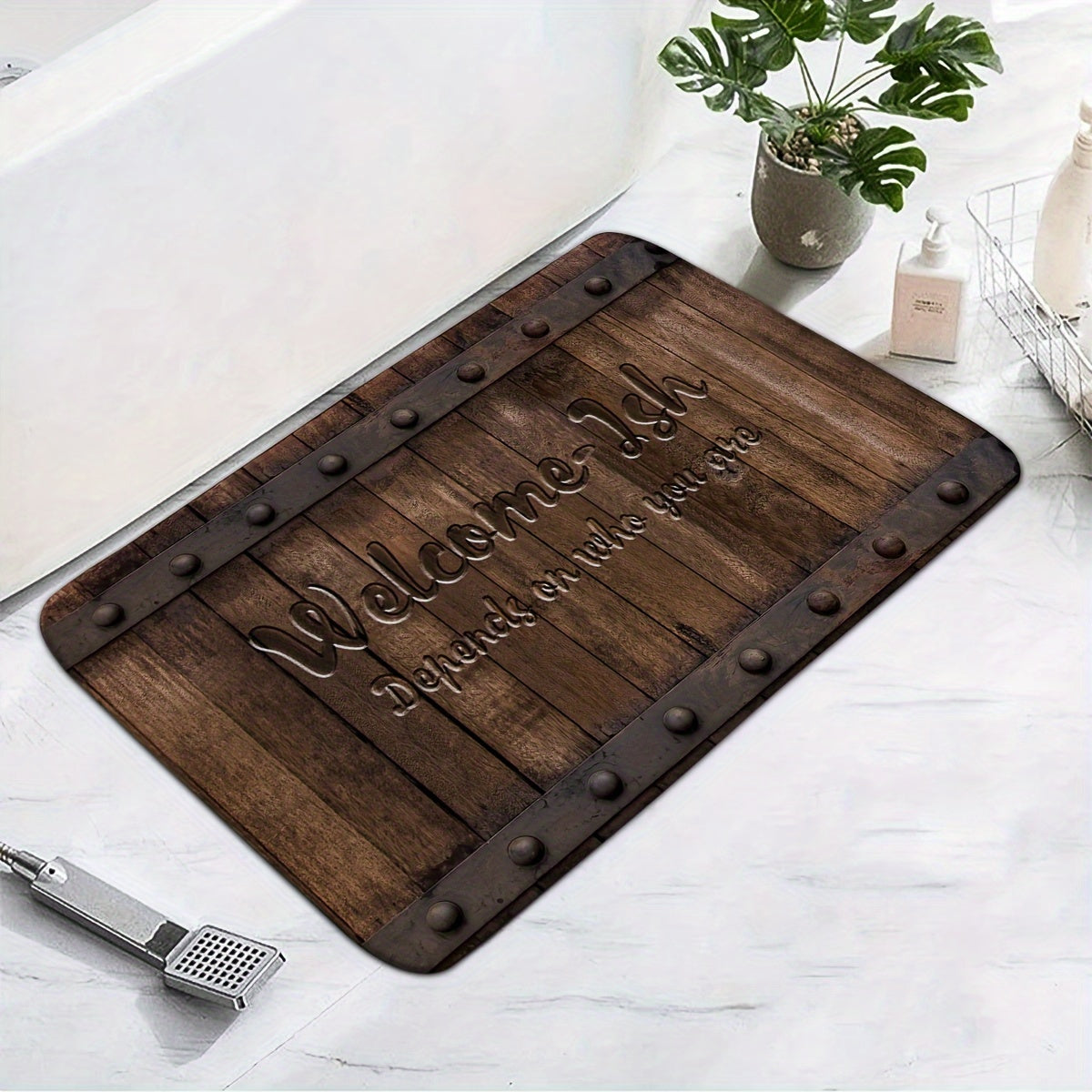 Rustic Welcome Mat Anti-Slip Easy to Clean Farmhouse Rug for Entryway