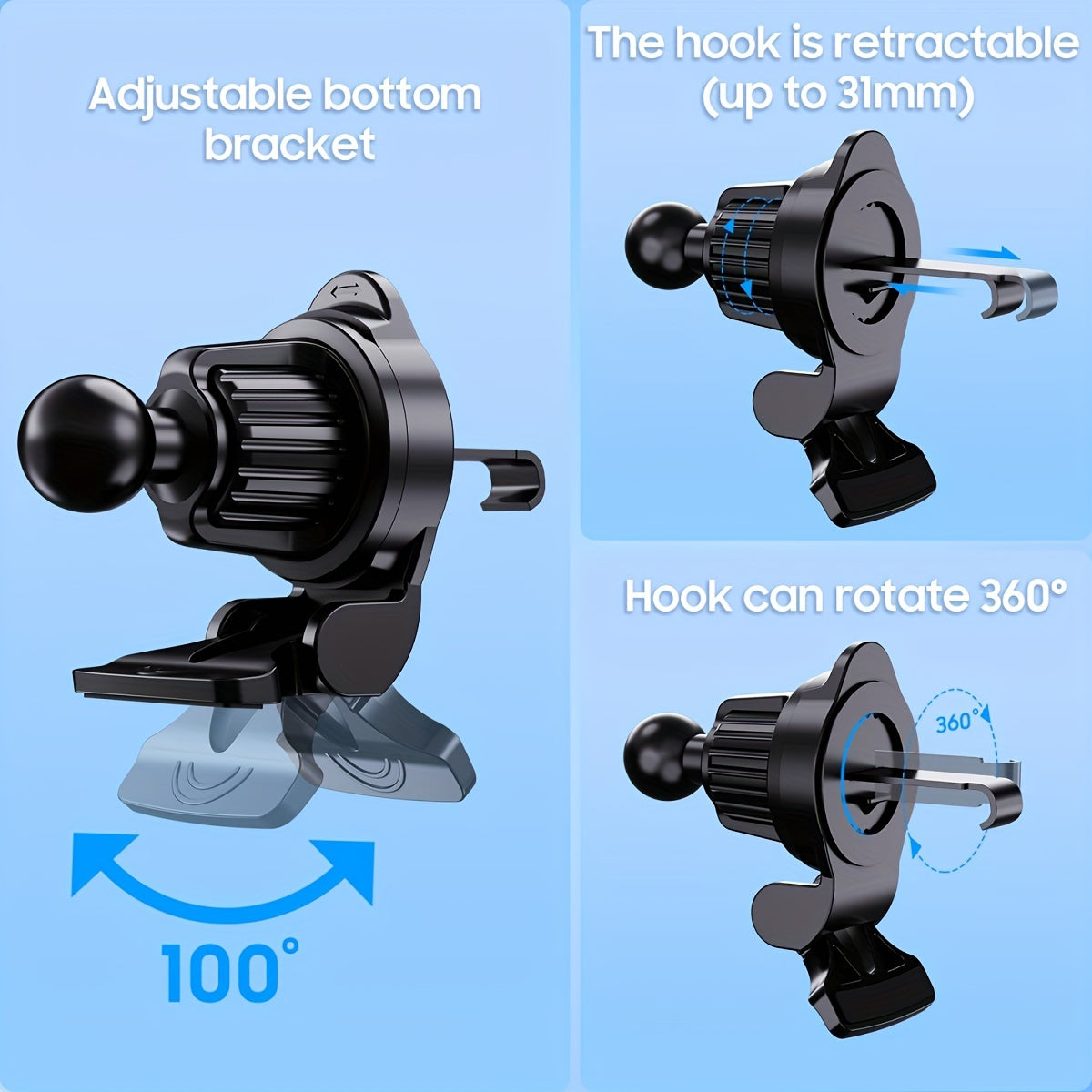 Wireless Car Charger Holder for iPhone and Samsung Galaxy 15W Fast Charging Auto Clamp Dashboard Vent Mount