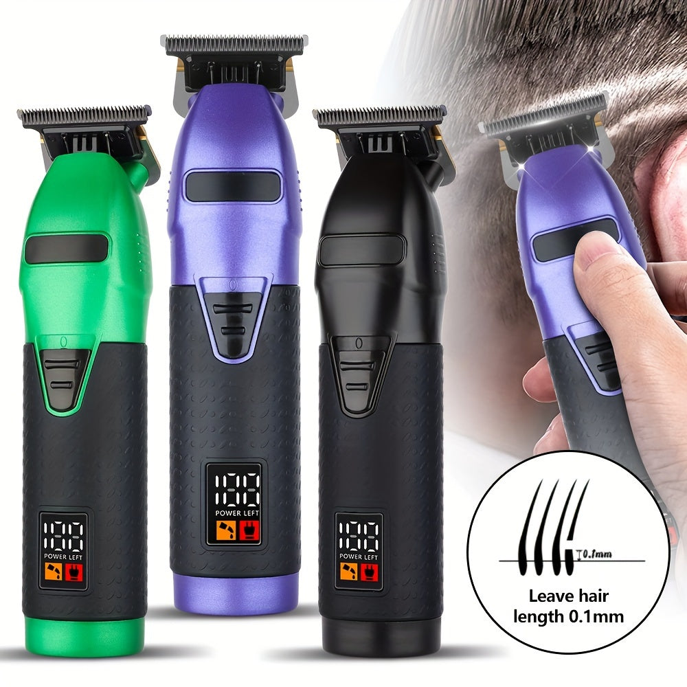 Electric Hair Trimmer with LED Display Rechargeable Lithium Battery T-Shaped Blade for Barbers and Salons