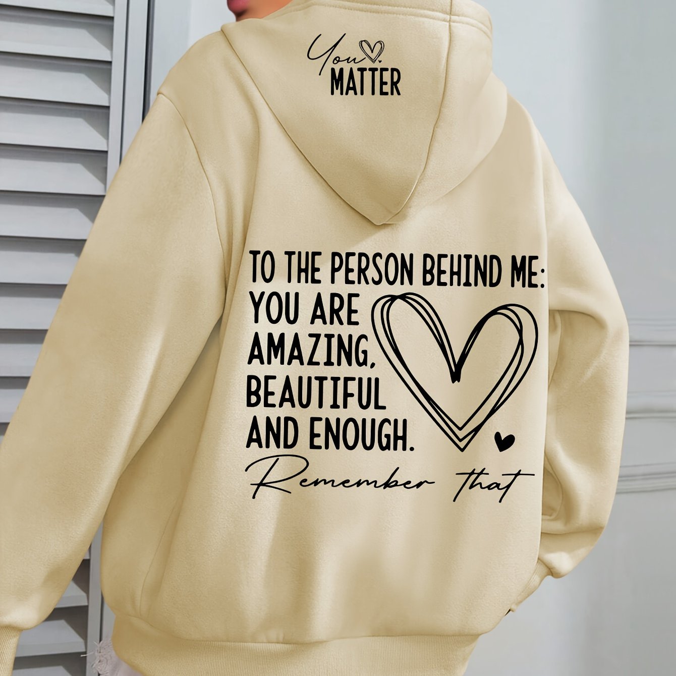Women's Plus Size Cozy Hoodie with Uplifting Message White Casual Pullover
