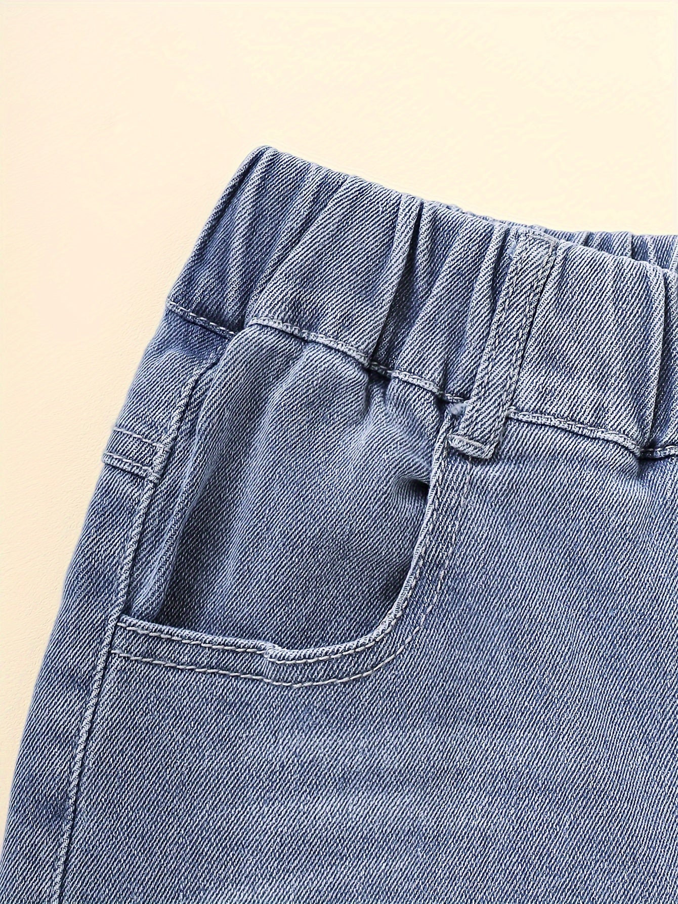 Boys Baggy Jeans with Pockets Cotton Blend Elastic Waist Casual Streetwear for Kids