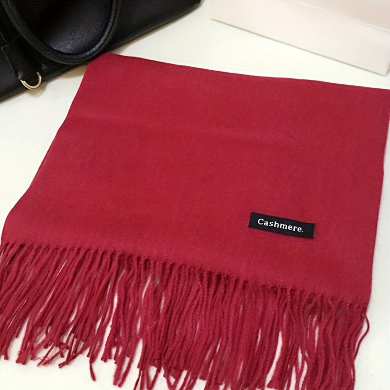Women's Soft Wool Scarf with Tassels Cozy Warm for Fall and Winter