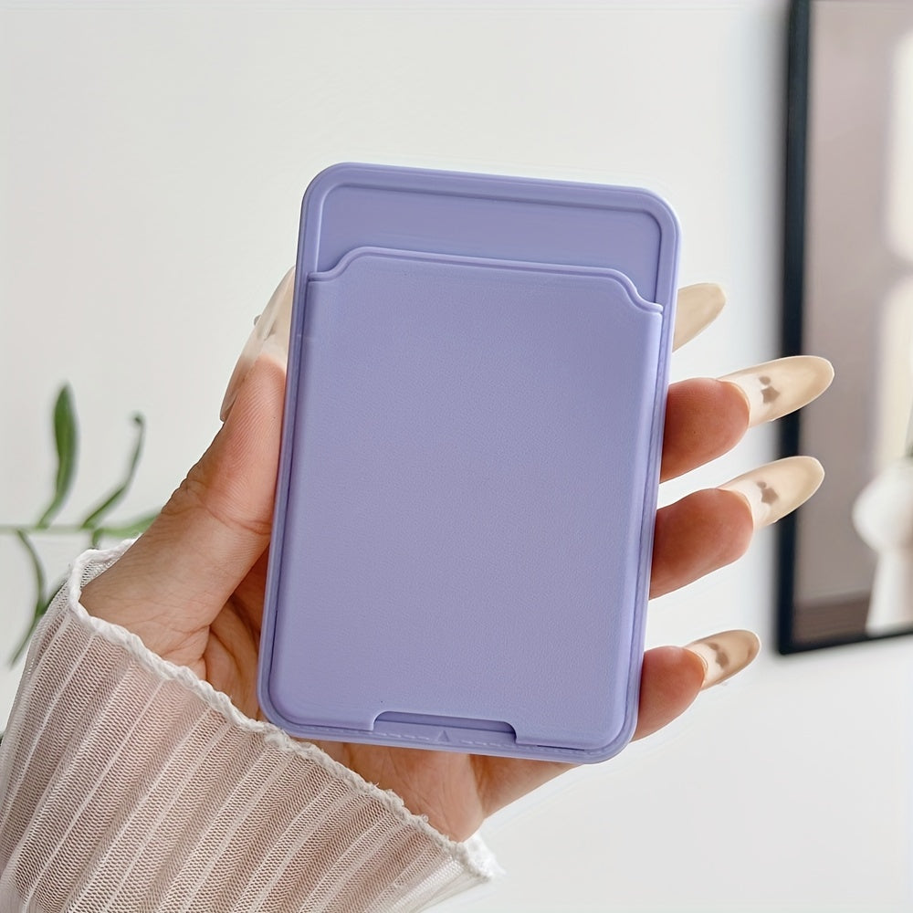 Smartphone Card Holder Self-Adhesive Solid Color Business Card Bag for DIY Customization