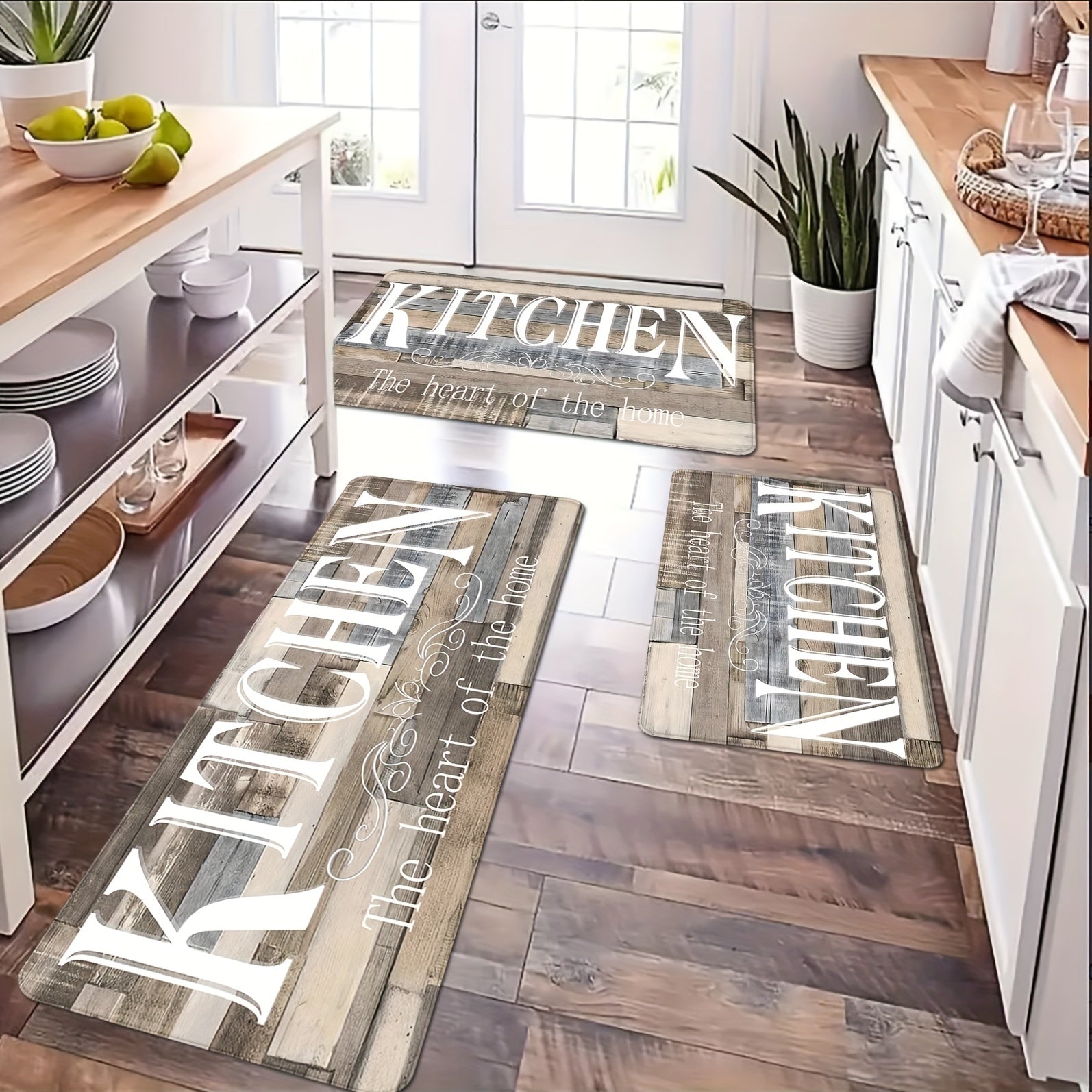 Kitchen Letter Rug Non-Slip Oil-Proof Floor Mat Indoor Doormat Entrance Decor