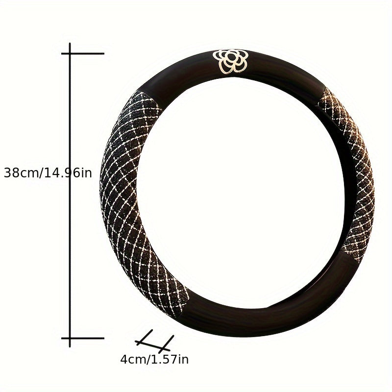 Universal Breathable Linen Steering Wheel Cover Sweat-Absorbent Anti-Slip All-Season Car Grip