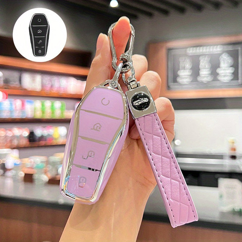 Car Key Fob Case Cover TPU Remote Shell with Keychain for EVs