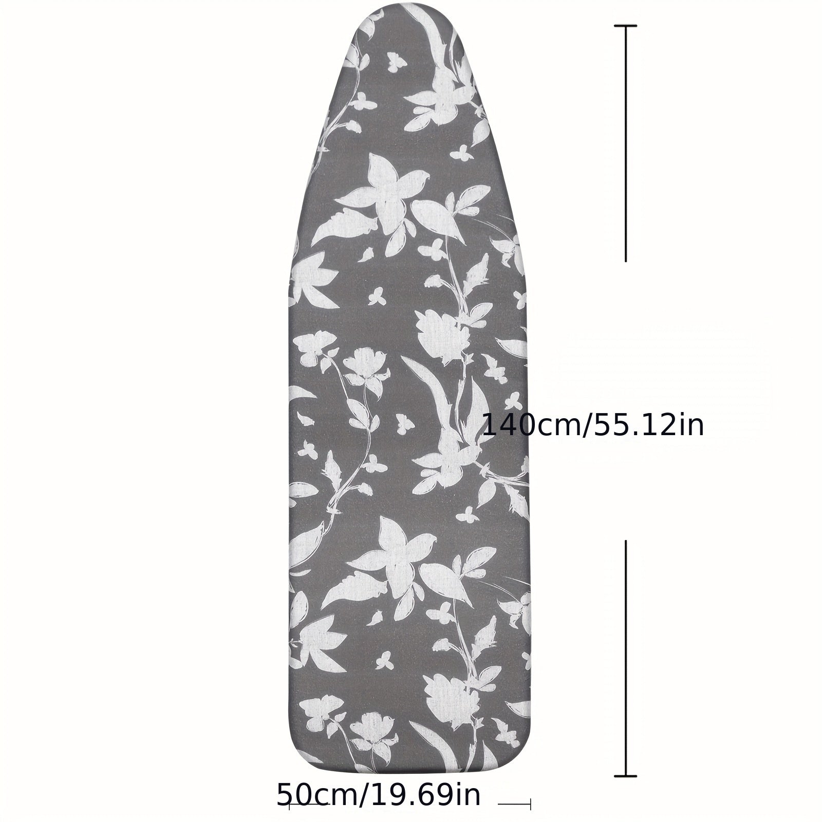 Floral Ironing Board Cover 1pc, Gray and White, Durable 400gsm Felt, Adjustable