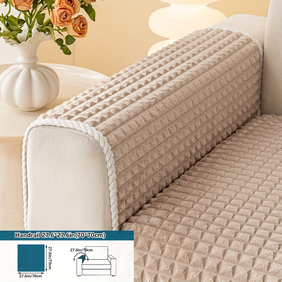 Plaid plush divan qoplamasi, sirpanmas dizayn bilan, hayvonlar uchun va barcha mavsumlar uchun mukammal. Turli xil mebellar uchun mos keladi.