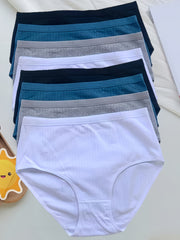 Women's Seamless Ribbed Cotton Briefs 8-Pack High Waist Comfortable Underwear