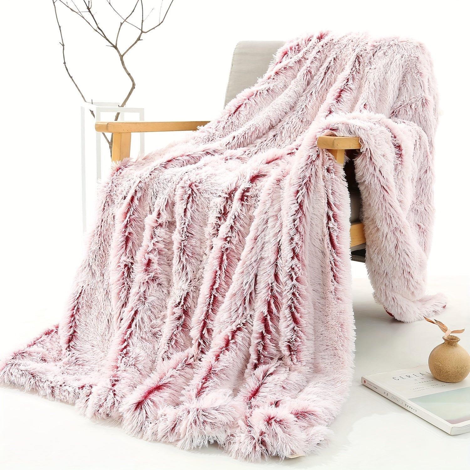 Double Layer Plush Sofa Blanket for Couch Bed and Office Warm Cozy Soft