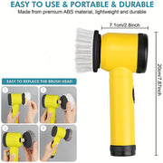 Electric Rotary Scrubber 1Set Cordless Handheld Cleaning Tool with 5 Brush Heads