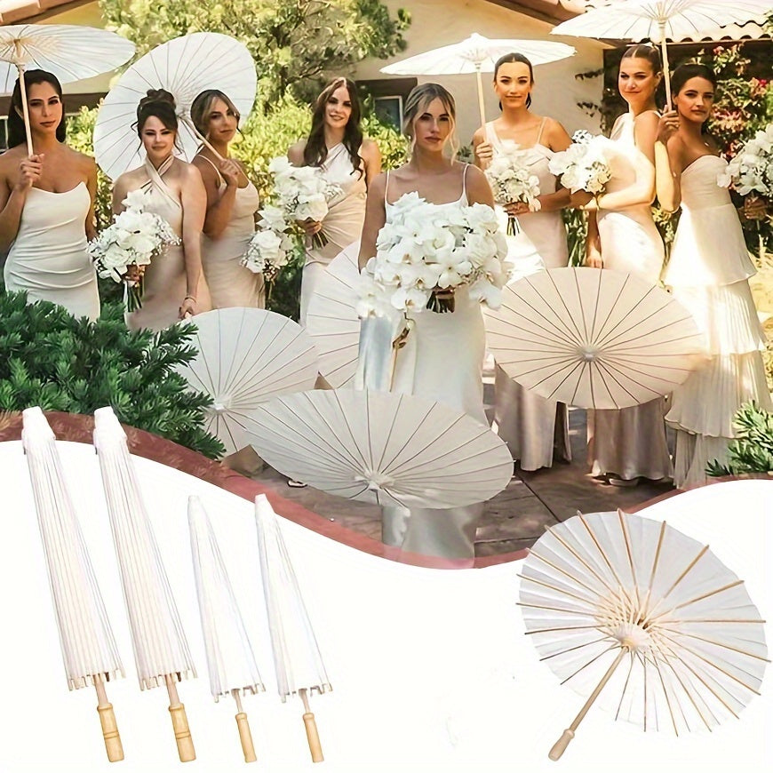 White Wedding Umbrella 83.82cm Round Lightweight Portable for Bridesmaids Photoshoots