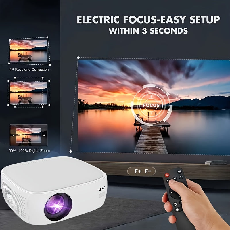 Wireless 1080P Smart Projector with WiFi, Big Screen HD Home Theater