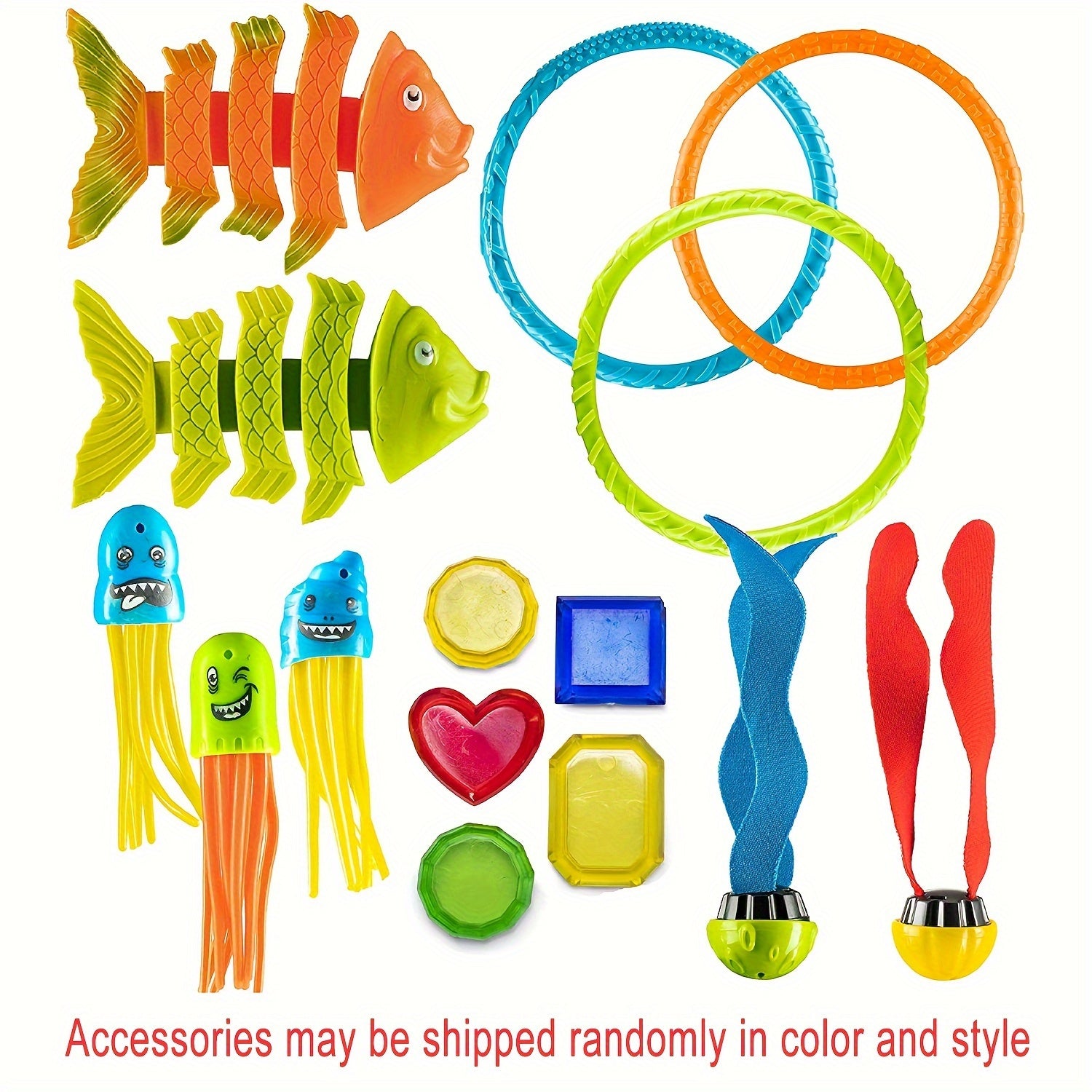 Children's Pool Toy Set with Underwater Swim Games PVC Beach Dive Sticks Rings and Treasure Toys
