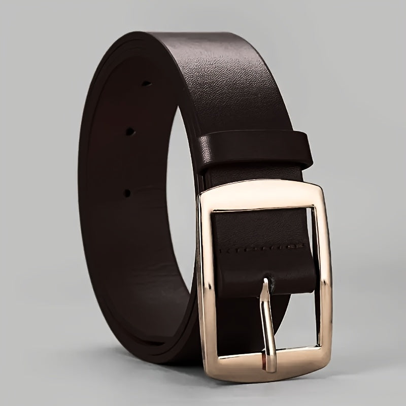 Men's Black PU Leather Belt with Smooth Alloy Buckle for Casual Daily Wear