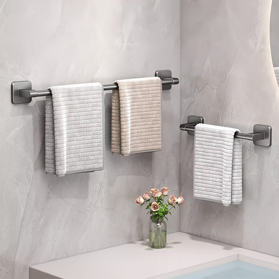 Organizador de barra de toallas para baño sin taladro, resistente a la oxidación, montado en la pared, con soporte para zapatillas, ahorra espacio