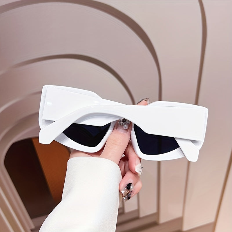 Polygon Y2K Sunglasses with Color Block Gradient Lenses for Sun Protection