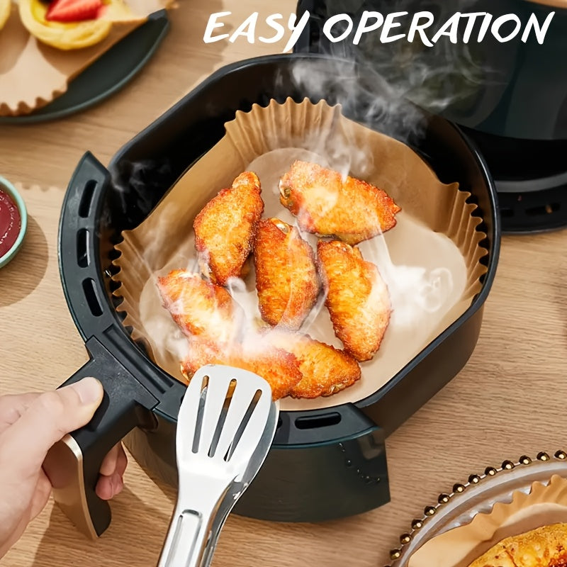 Non-Stick Silikon Qog'oz Havo Fryer Qoplamalari - 50/100 Ta'lim: Oziq-ovqat uchun xavfsiz, Tozalash oson, Joyni tejovchi, Pechda xavfsiz foydalanish uchun bir martalik pishirish varaqalari.