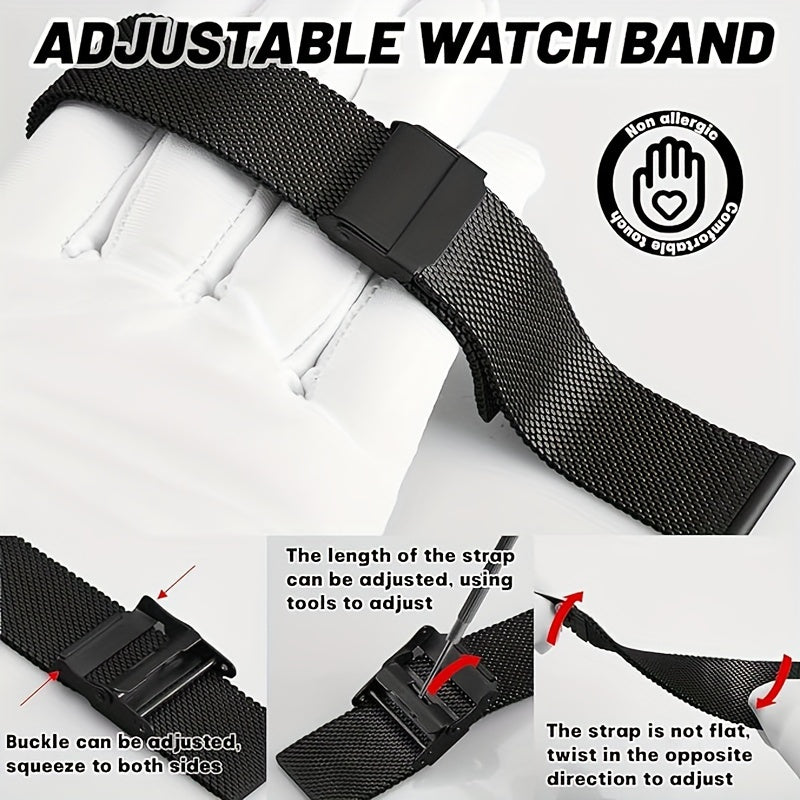 Correa de reloj de malla de acero inoxidable de 22mm para Amazfit GTR 4 3 Pro Bip 5 Modelos