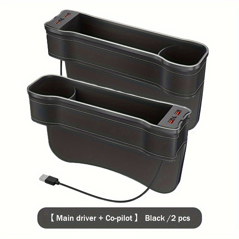 Car Interior Storage Box Voice-Activated Atmosphere Light Organizer Cup Holder