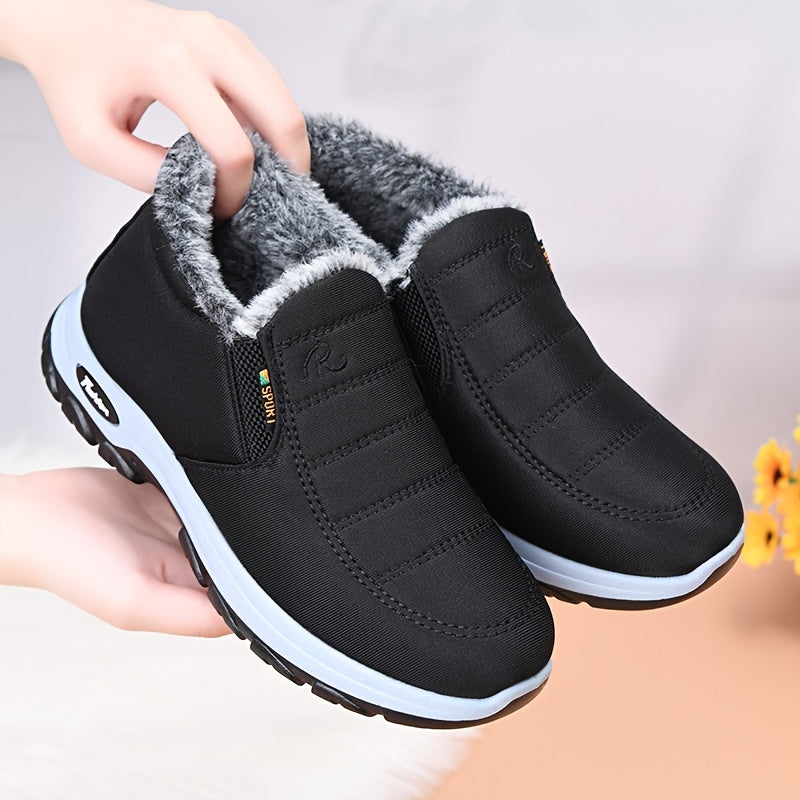 Women's Faux Fur Lined Ankle Boots Slip-On Winter Snow Casual Shoes
