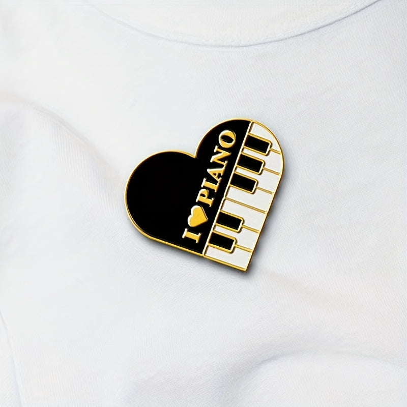 Heart-Shaped Enamel Pin Brooch for Music Lovers Gift Decorative Accessory