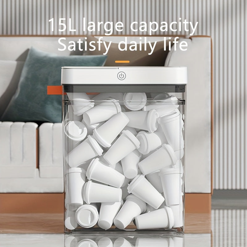 Tegmasdan 15L chiqindi qutisi, avtomatik qopqoq ochilishi bilan, oshxona, hammom va yotoqxona uchun ideal. Batareyalar bilan ishlaydi (batareyalar kiritilmagan).