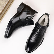 Men's Winter Ankle Boots Microfiber Synthetic Leather Solid Color Slip-On Zipper Casual Street Business