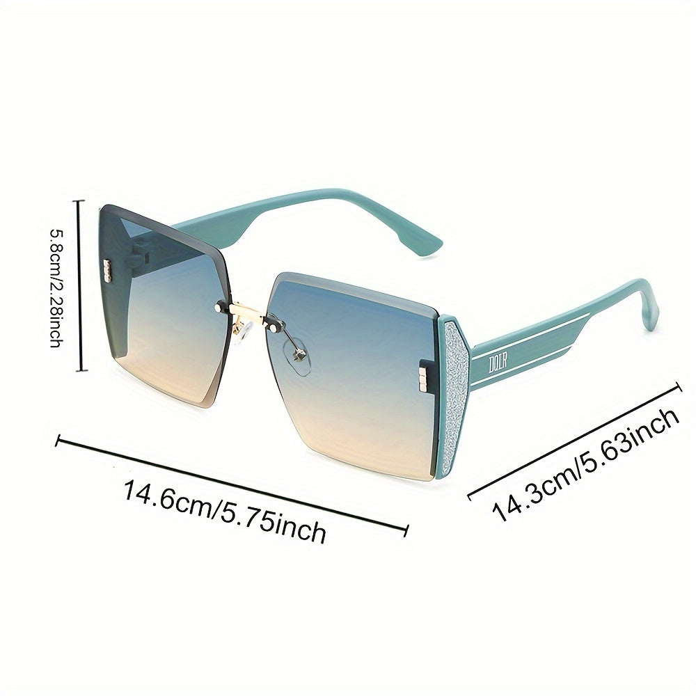 Unisex Rimless Sunglasses Large Gradient Lenses Summer Beach Travel