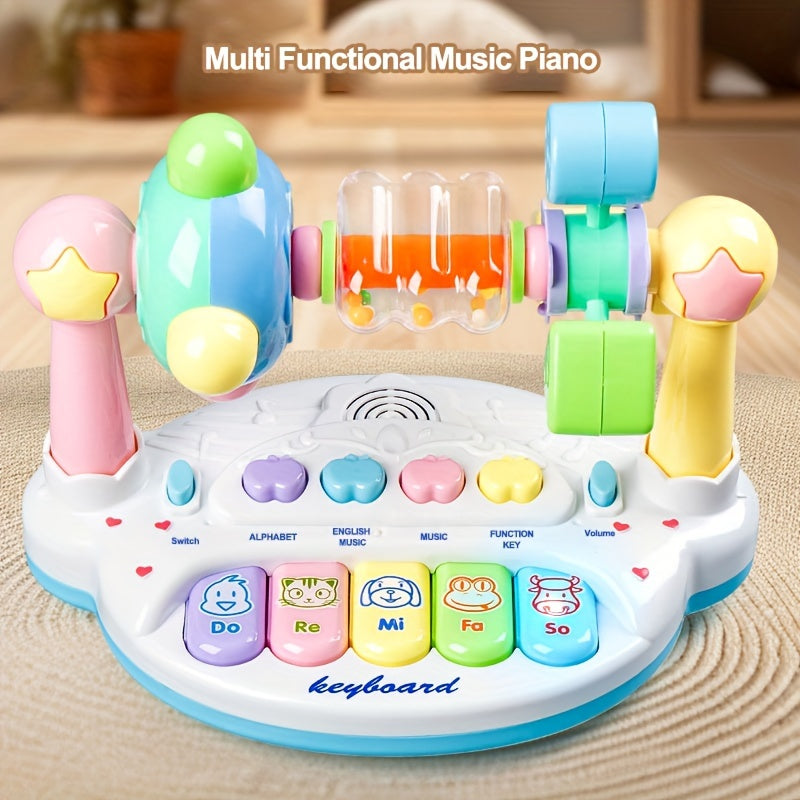 Kids Electronic Music Piano Toy with Lights, Shaking Bells, and Spinning Features