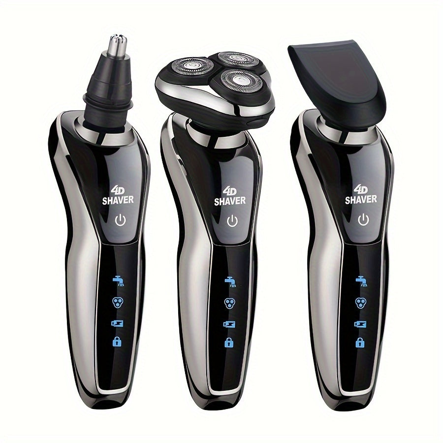 Men's 3-in-1 Electric Shaver with Nose Hair Trimmer and 3D Floating Blade