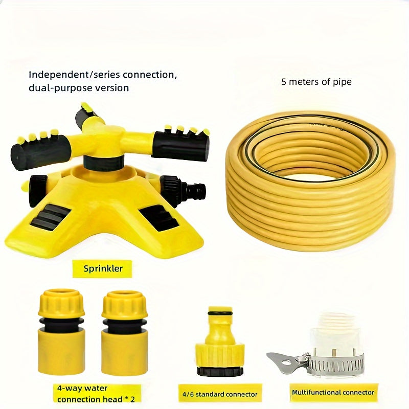 6-Piece Plastic Rotating Lawn Sprinkler Set with Adjustable Arms for Garden Irrigation