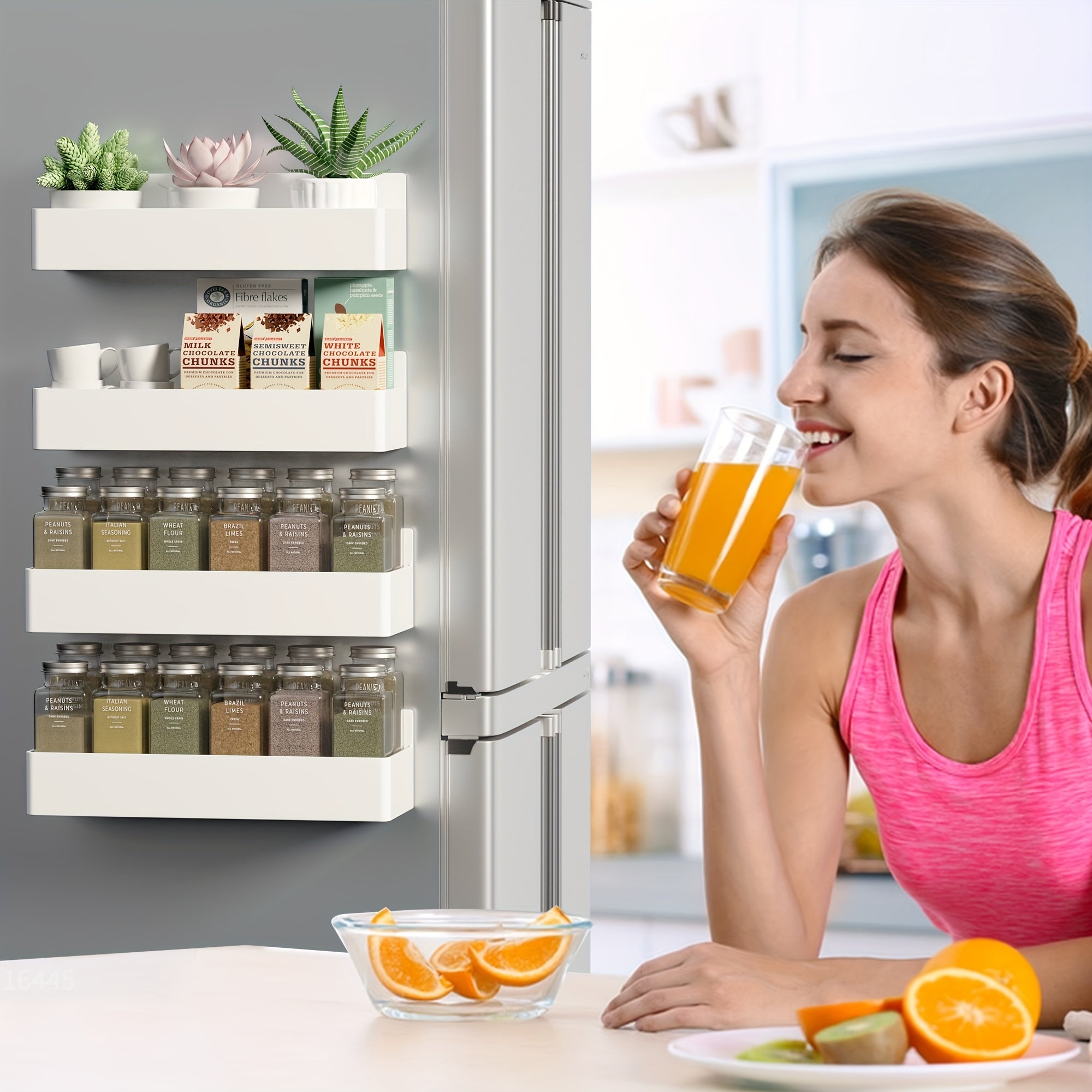 6pcs Magnetic Spice Rack Set Plastic Wall-Mounted Organizer for Refrigerator Oven