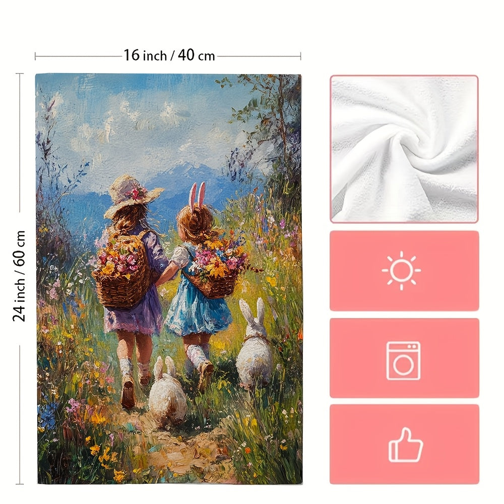 Set of 2 Ultra Soft Kitchen Towels 16x24 Inches Absorbent Holiday Decor