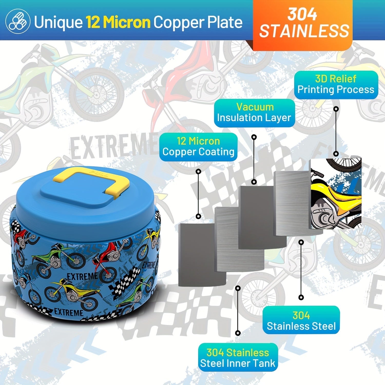 Kids' Lunch Box Set with Insulated Food Jar and Utensils Leak-Proof Container