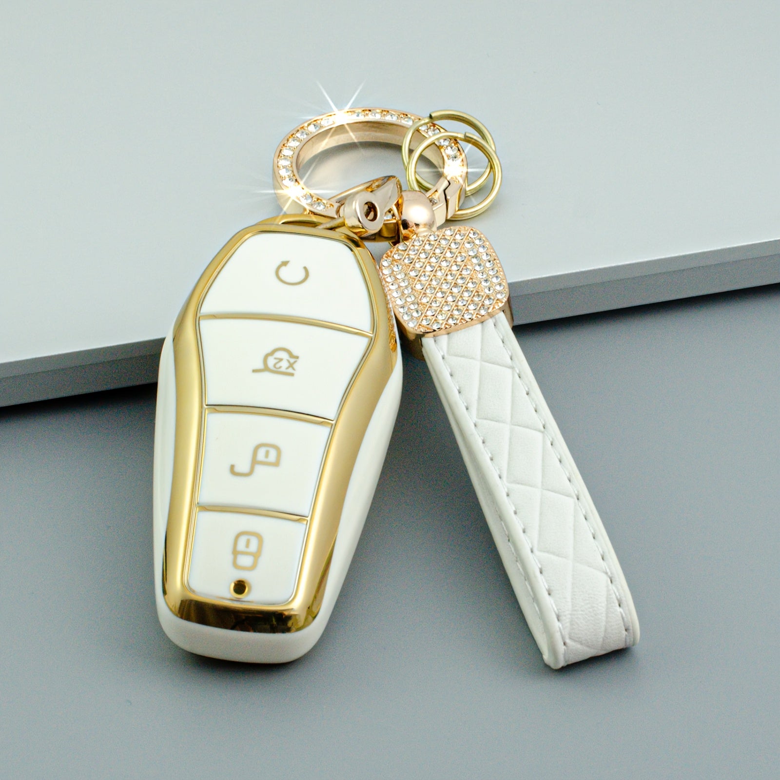 Universal TPU Key Fob Cover With Keychain for EV Car Remote