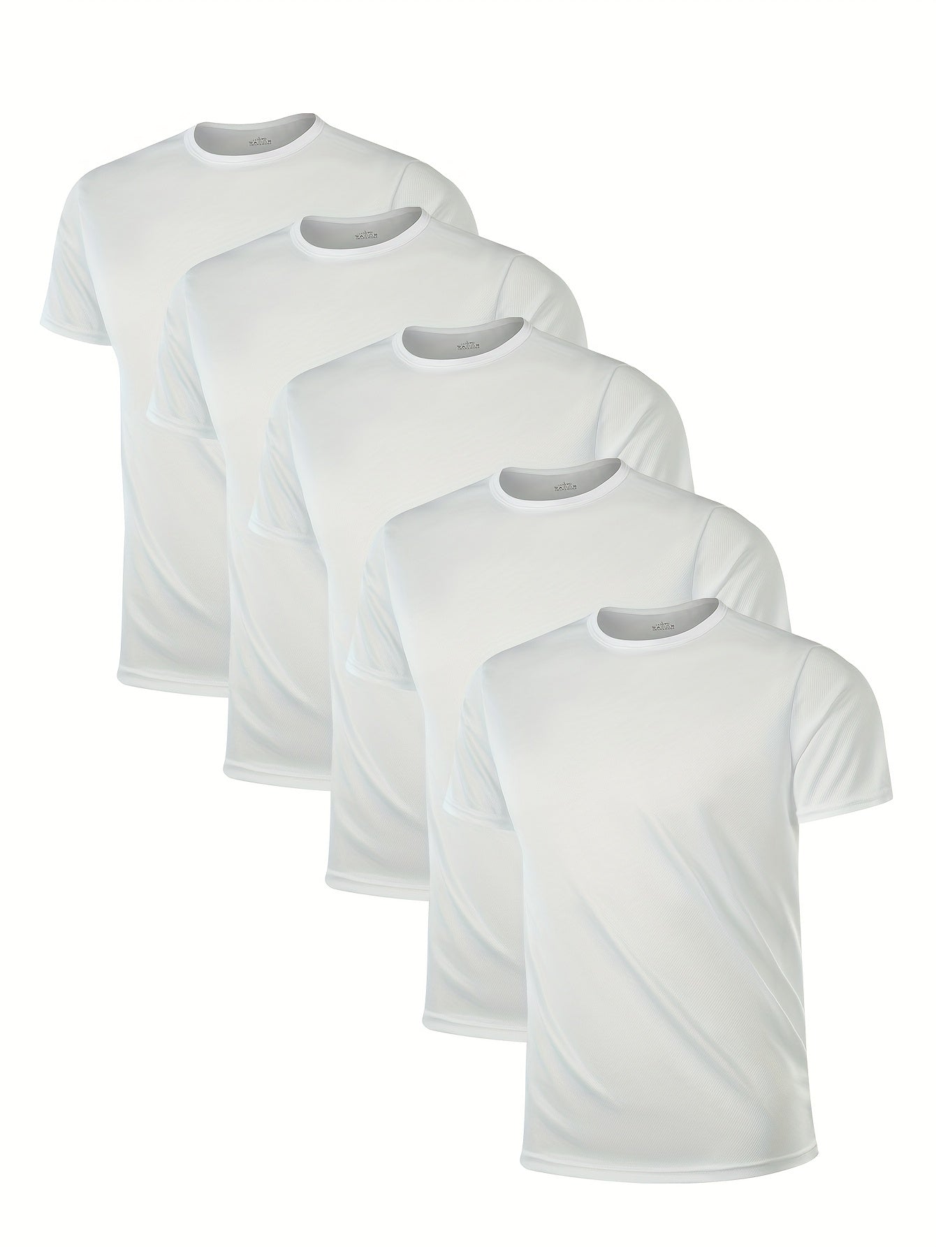 Men's Quick-Dry Running T-Shirts Short Sleeve Lightweight Polyester Black 5 Pack