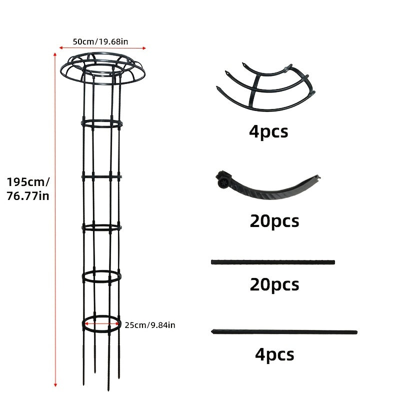 Qora metall qo‘ziqorin gullari tokchasining ko‘tariladigan uzumzorlar uchun bog‘ni qo‘llab-quvvatlash ramkasi