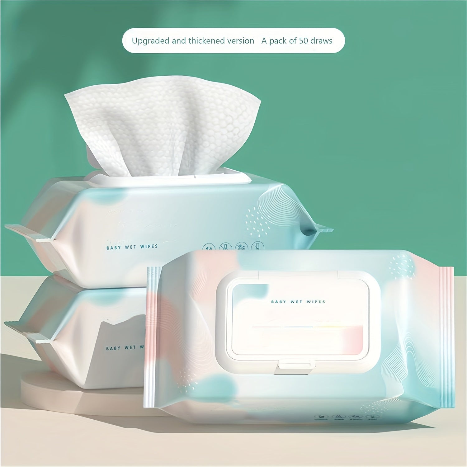 Thick Disposable Wet Wipes for Kids, Dye-Free Non-Woven Fabric, Large Pack