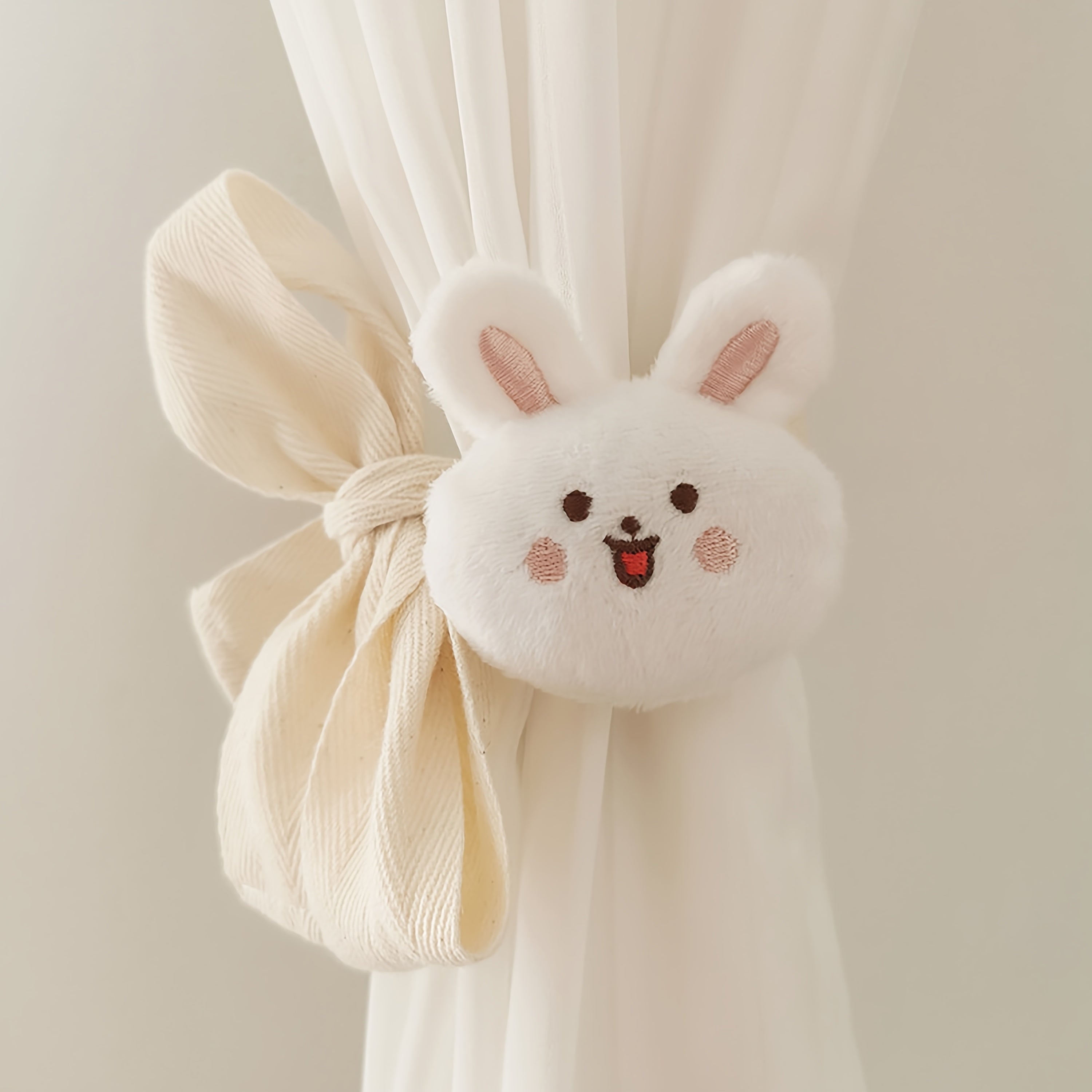 Set of 2 Lion Plush Curtain Tiebacks with 3D Flowers for Bedroom Living Room Decor